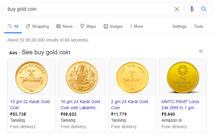 Google Shopping Ads - Gold coin